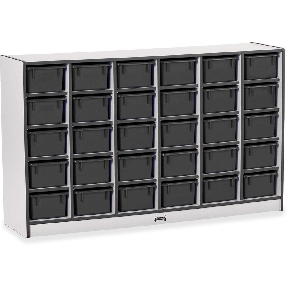 Jonti-Craft Rainbow Accents Cubbie-trays Storage Unit - 30 Compartment(s) - 35.5" Height x 57.5" Width x 15" Depth - Laminated, Chip Resistant - Black - Rubber - 1 Each. Picture 1