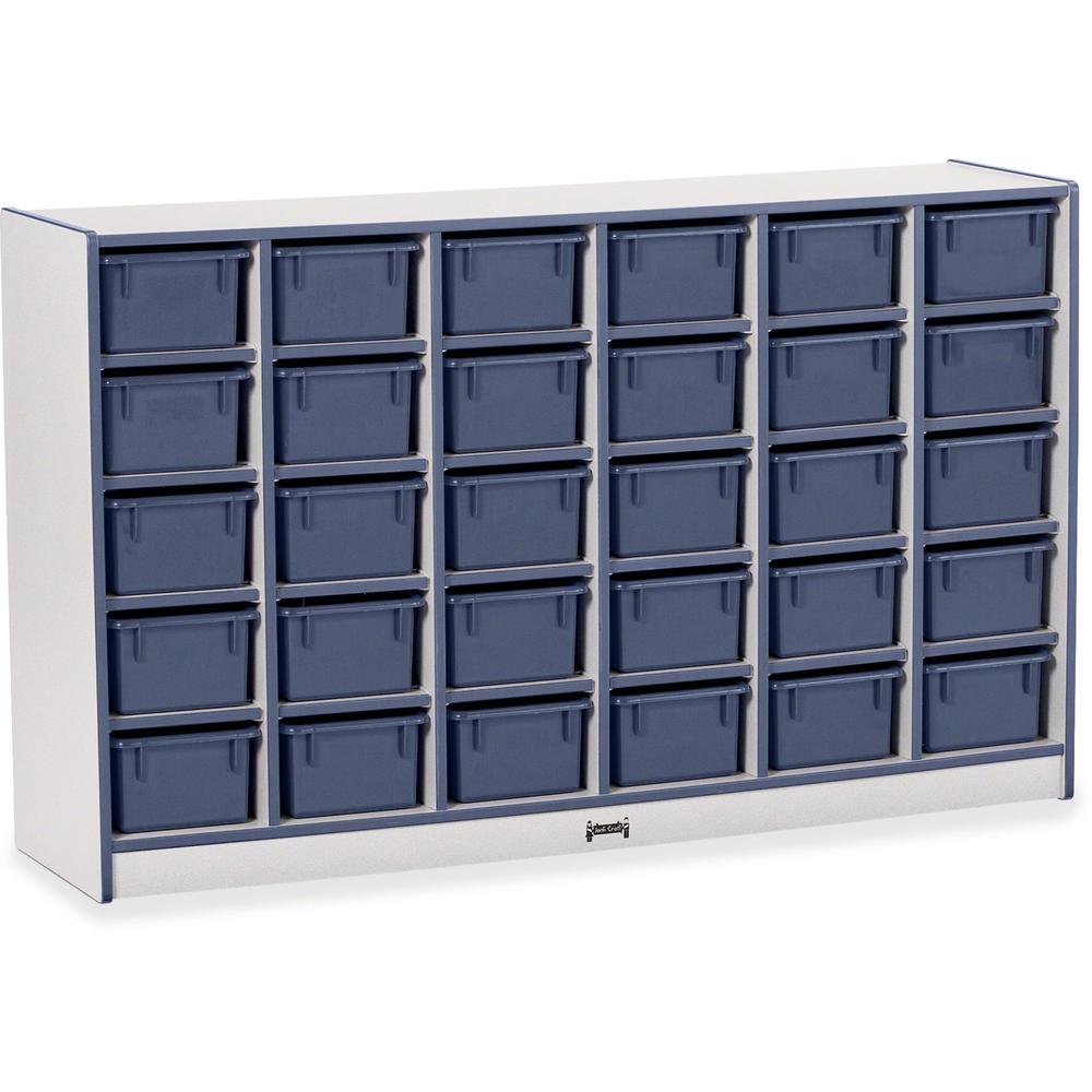 Jonti-Craft Rainbow Accents Cubbie-trays Storage Unit - 30 Compartment(s) - 35.5" Height x 57.5" Width x 15" Depth - Laminated, Chip Resistant - Navy - Rubber - 1 Each. Picture 1