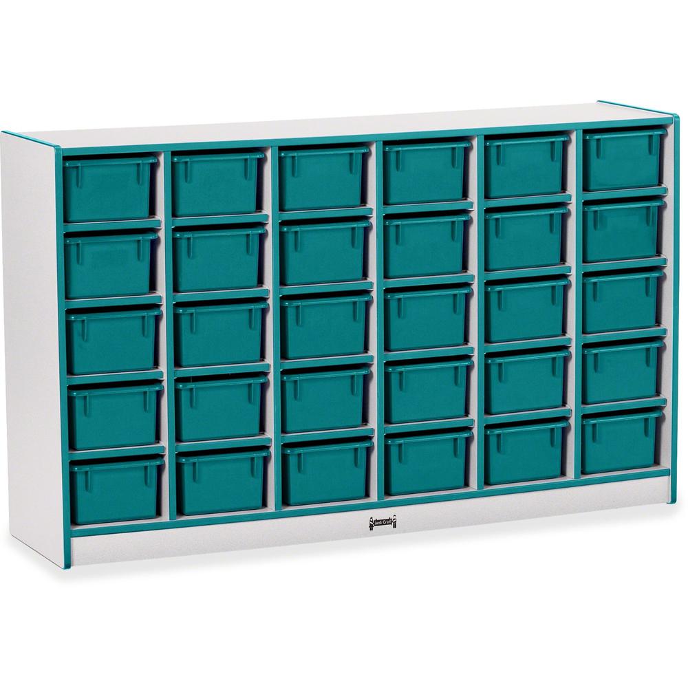 Jonti-Craft Rainbow Accents Cubbie-trays Storage Unit - 30 Compartment(s) - 35.5" Height x 57.5" Width x 15" Depth - Laminated, Chip Resistant - Teal - Rubber - 1 Each. Picture 1
