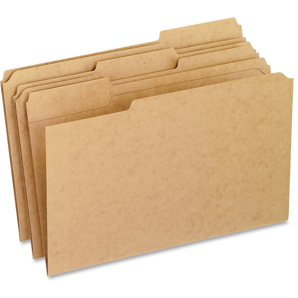 Pendaflex 1/3 Tab Cut Legal Recycled Top Tab File Folder - 8 1/2" x 14" - 3/4" Expansion - Kraft - 10% Fiber Recycled - 100 / Box. Picture 1