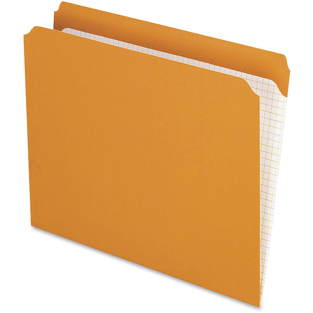 Pendaflex Straight Tab Cut Letter Recycled Top Tab File Folder - 8 1/2" x 11" - 3/4" Expansion - Orange - 10% Recycled - 100 / Box. Picture 1