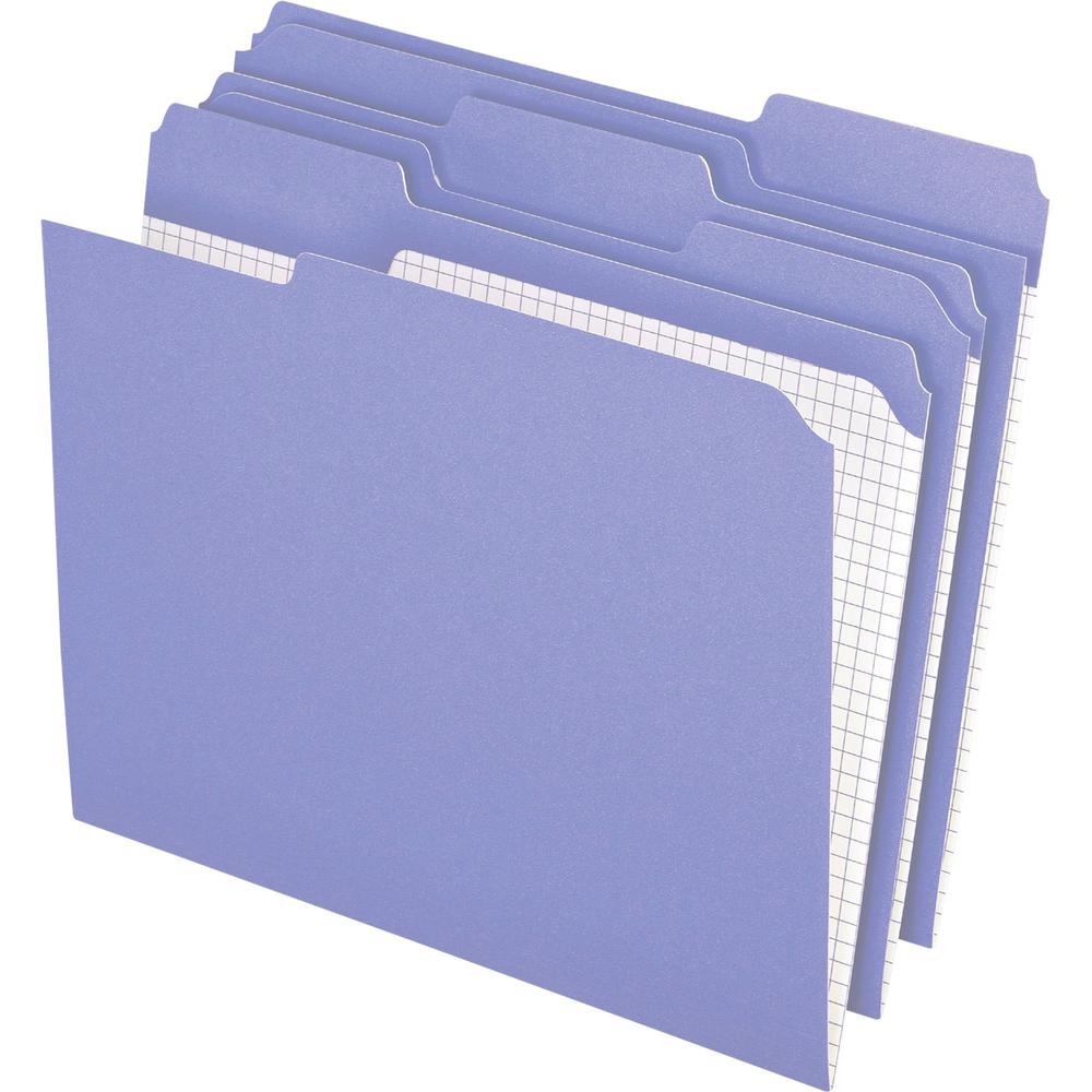 Pendaflex 1/3 Tab Cut Letter Recycled Top Tab File Folder - 8 1/2" x 11" - 3/4" Expansion - Top Tab Location - Assorted Position Tab Position - Lavender - 10% Fiber Recycled - 100 / Box. Picture 1