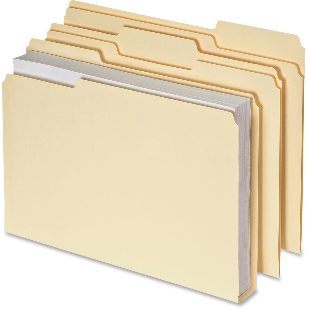 Pendaflex Double Stuff 1/3 Tab Cut Letter Recycled Top Tab File Folder - 8 1/2" x 11" - 600 Sheet Capacity - Top Tab Location - Assorted Position Tab Position - Paper Stock - Manila - 10% Fiber Recycl. Picture 1