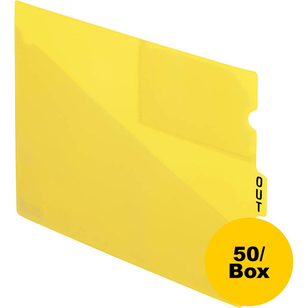 Pendaflex Poly End Tab Out Guides - 50 x Divider(s) - 9.5" Divider Width - Letter - 8.50" Width x 11" Length - Yellow Polypropylene Divider - Durable, Pocket, Wear Resistant, Tear Resistant, Moisture . Picture 1
