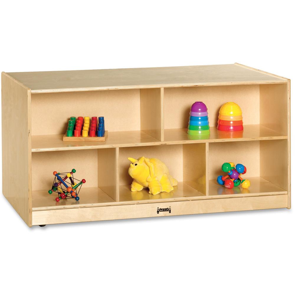 Jonti-Craft Rainbow Accents Toddler Double-sided Storage Shelf - 24.5" Height x 48" Width x 28.5" Depth - Durable, Yellowing Resistant, Rounded Corner - UV Acrylic - Baltic - Hard Rubber - 1 Each. Picture 1