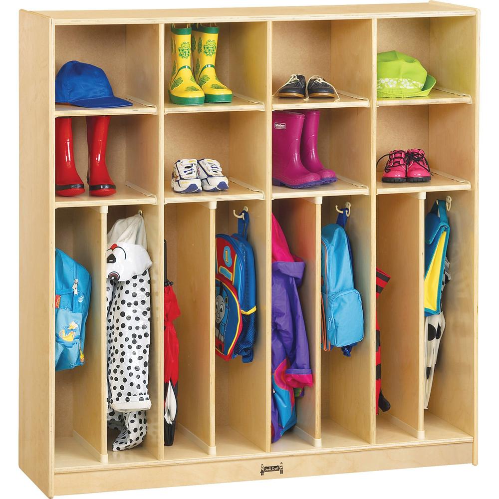 Jonti-Craft Neat-n-Trim Open Cubbie Storage Locker - 50.5" Height x 48" Width x 15" Depth - Double Hook, Stain Resistant, Non-yellowing, Sturdy, Light Duty - Baltic Birch Plywood - 1 Each. The main picture.