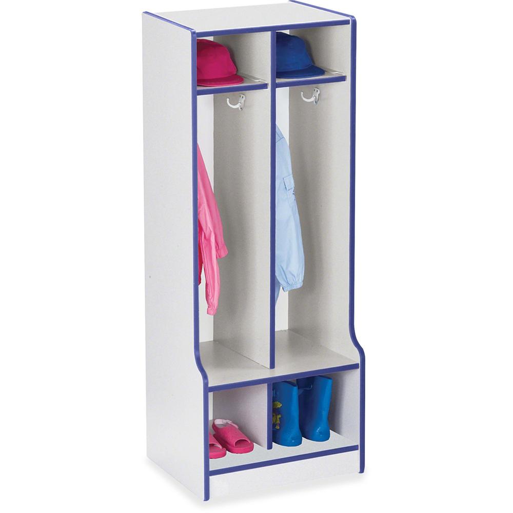 Jonti-Craft Rainbow Accents Double Coat Hooks Step Locker - 2 Compartment(s) - 50.5" Height x 20" Width x 17.5" Depth - Double Hook, Durable - Blue - 1 Each. Picture 1