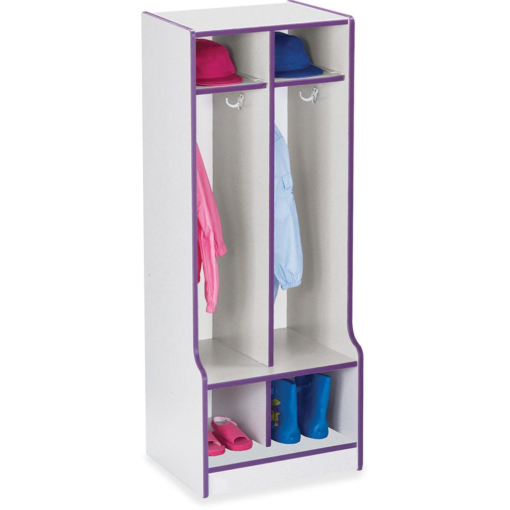 Jonti-Craft Rainbow Accents Double Coat Hooks Step Locker - 2 Compartment(s) - 50.5" Height x 20" Width x 17.5" Depth - Double Hook, Durable - Purple - 1 Each. Picture 1