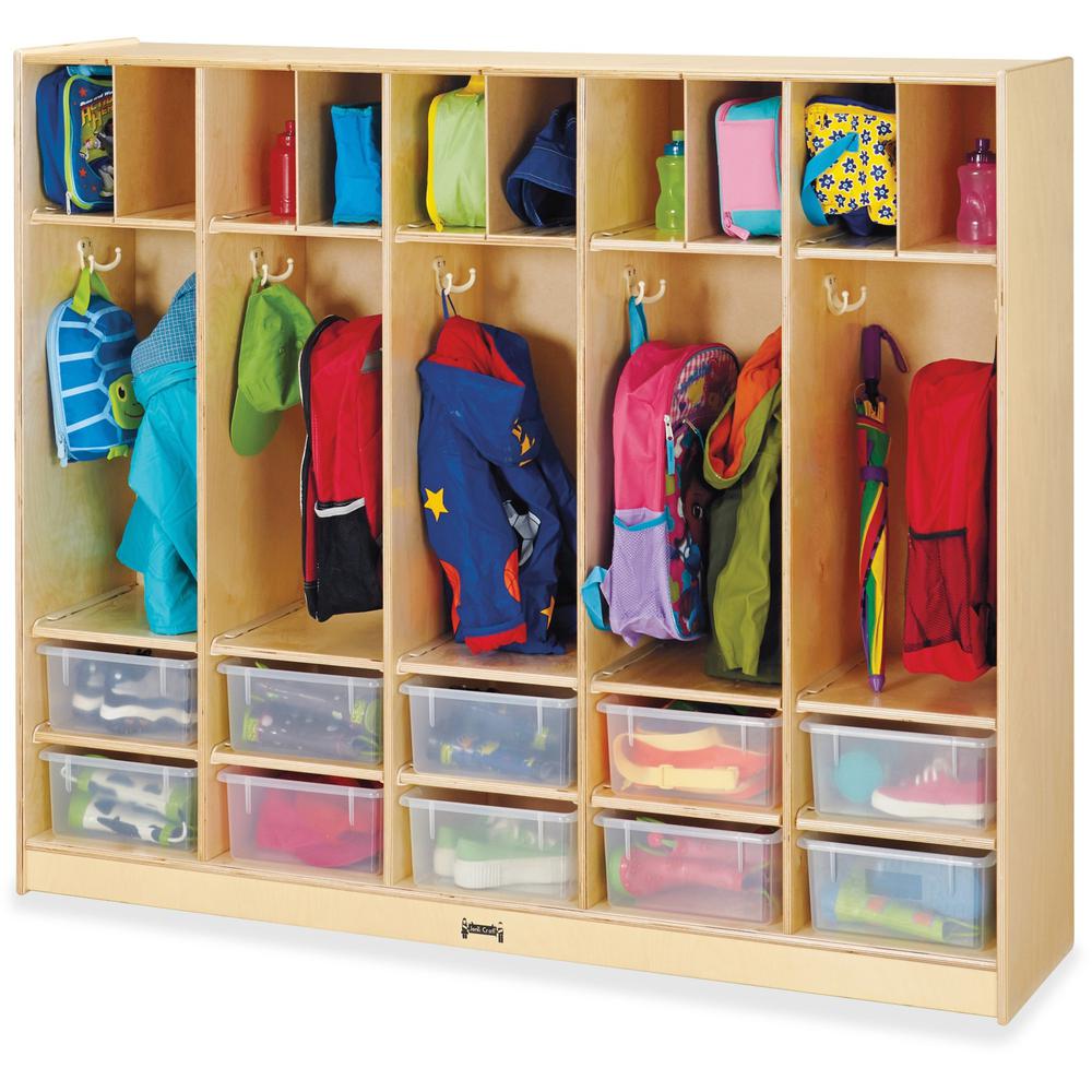 Jonti-Craft Rainbow Accents Large Locker Organizer - 4 Tier(s) - 50.5" Height x 60" Width x 15" Depth - Double Hook, Rounded Corner, Durable, Stain Resistant, Yellowing Resistant - UV Acrylic - Baltic. Picture 1