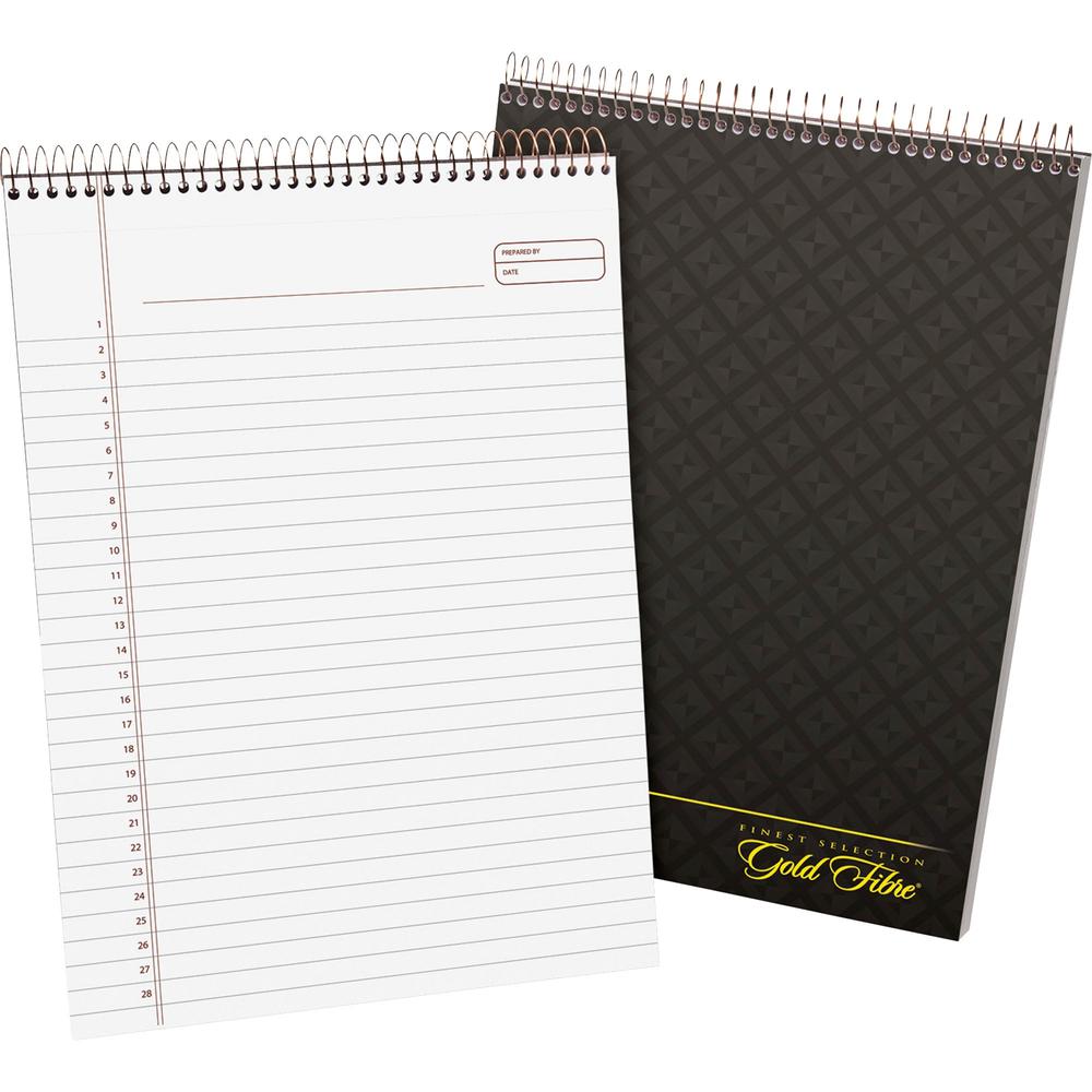 Ampad Gold Fibre Classic Wirebound Legal Pads - 70 Sheets - Wire Bound - 0.34" Ruled - 20 lb Basis Weight - 8 1/2" x 11 3/4" - 0.43" x 8.5" x 12.3" - White Paper - Brown Cover - Micro Perforated, Rigi. Picture 1