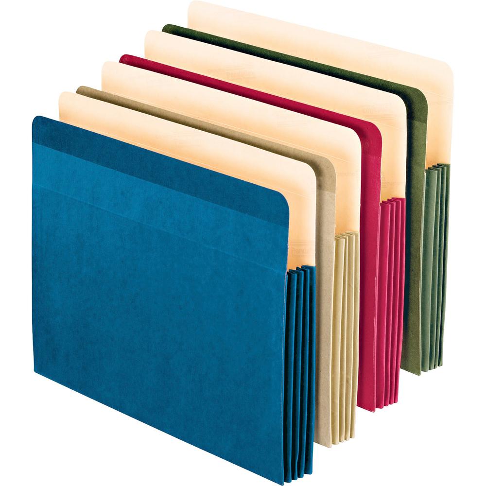 Pendaflex Letter Recycled File Pocket - 8 1/2" x 11" - 700 Sheet Capacity - 3 1/2" Expansion - Blue, Red, Yellow, Green - 60% Fiber Recycled - 4 / Pack. Picture 1