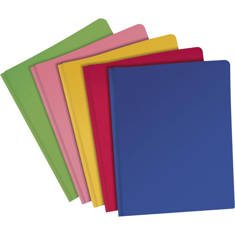Oxford Letter Pocket Folder - 8 1/2" x 11" - 100 Sheet Capacity - 2 Internal Pocket(s) - Blue, Red, Pink, Green, Yellow - 25 / Box. Picture 1