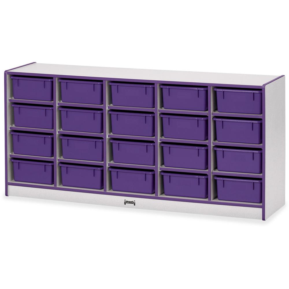 Jonti-Craft Rainbow Accents Cubbie Mobile Storage - 20 Compartment(s) - 29.5" Height x 24.5" Width x 15" Depth - Durable, Laminated - Purple - Hard Rubber - 1 Each. Picture 1