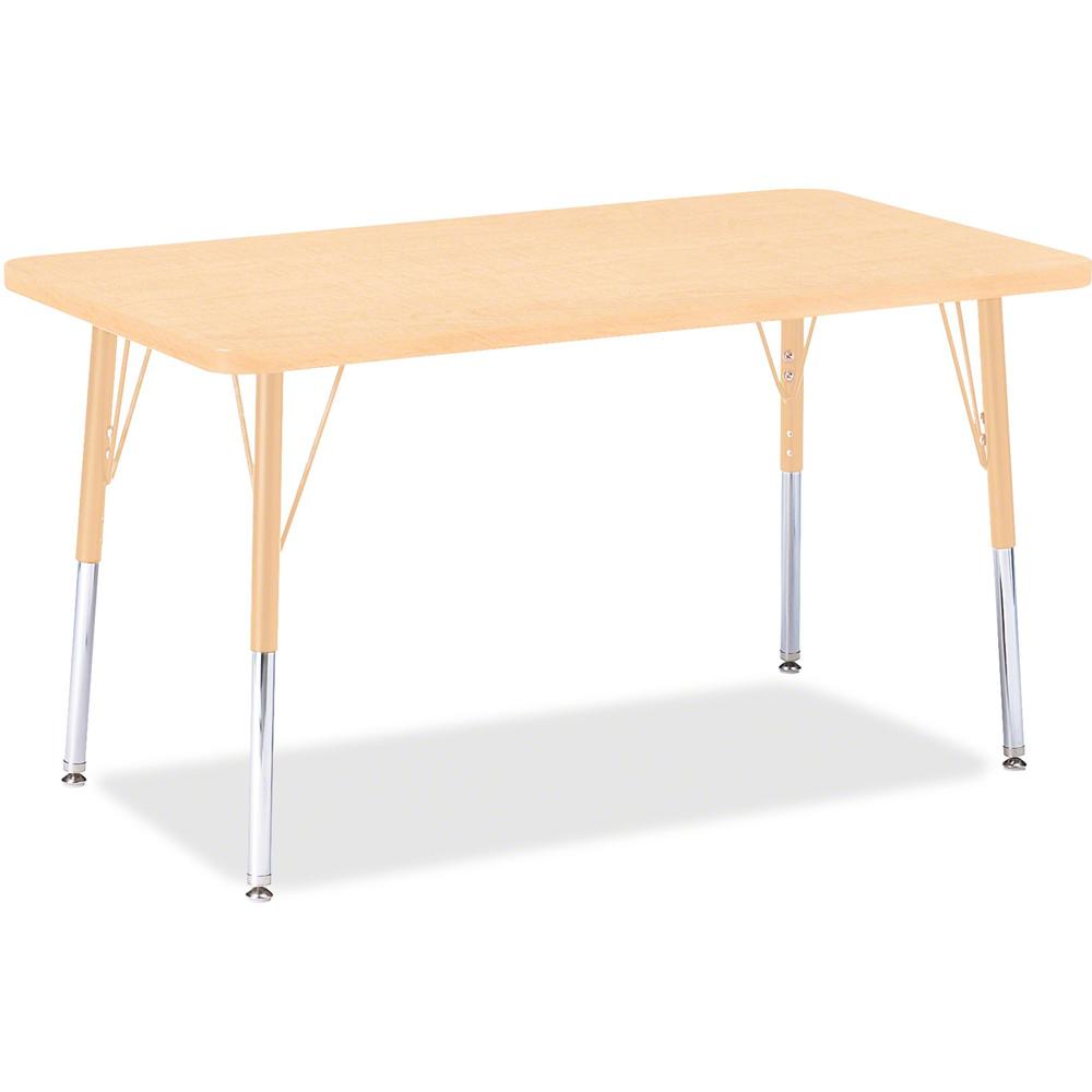 Jonti-Craft Berries Adult Height Maple Top/Edge Rectangle Table - Laminated Rectangle, Maple Top - Four Leg Base - 4 Legs - Adjustable Height - 24" to 31" Adjustment - 36" Table Top Length x 24" Table. Picture 1