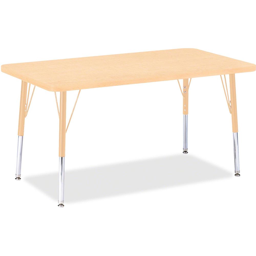 Jonti-Craft Berries Elementary Maple Top/Edge Rectangle Table - Laminated Rectangle, Maple Top - Four Leg Base - 4 Legs - Adjustable Height - 15" to 24" Adjustment - 36" Table Top Length x 24" Table T. Picture 1