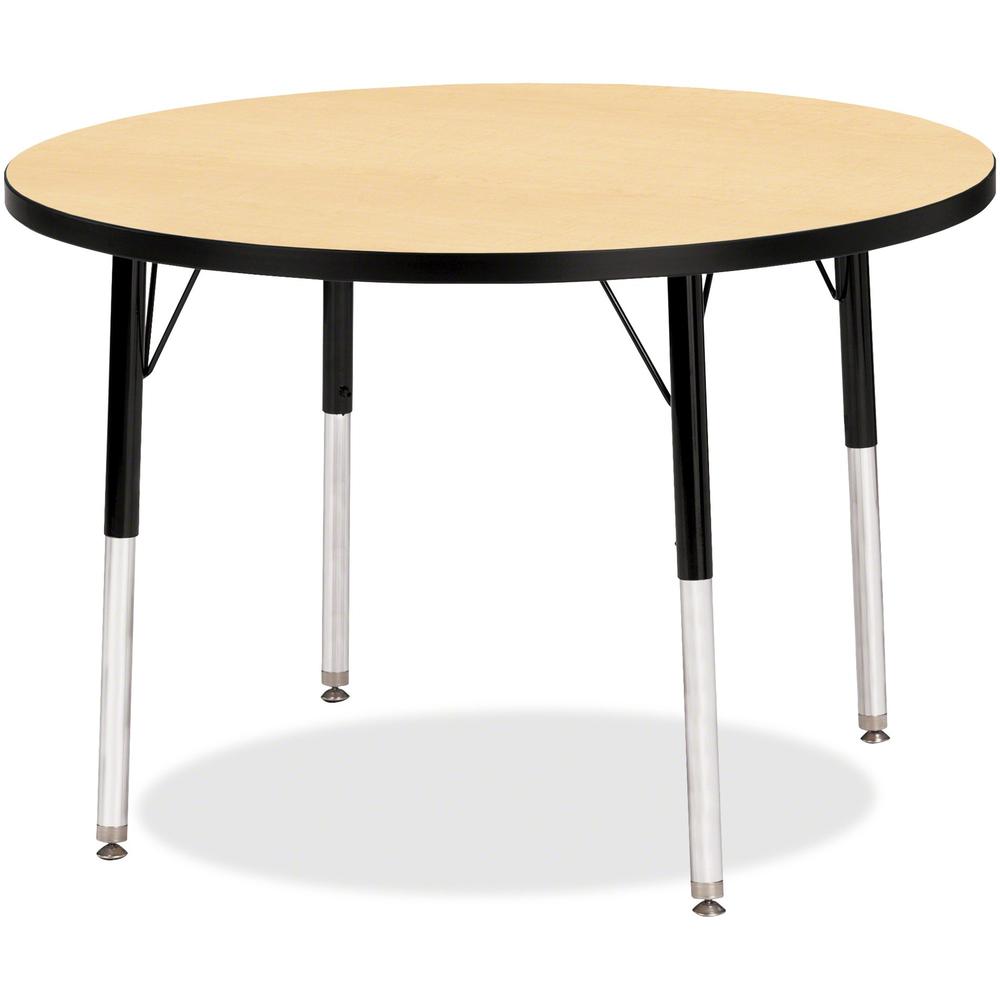 Jonti-Craft Berries Adult Height Color Top Round Table - Laminated Round, Maple Top - Four Leg Base - 4 Legs - Adjustable Height - 24" to 31" Adjustment x 1.13" Table Top Thickness x 36" Table Top Dia. Picture 1