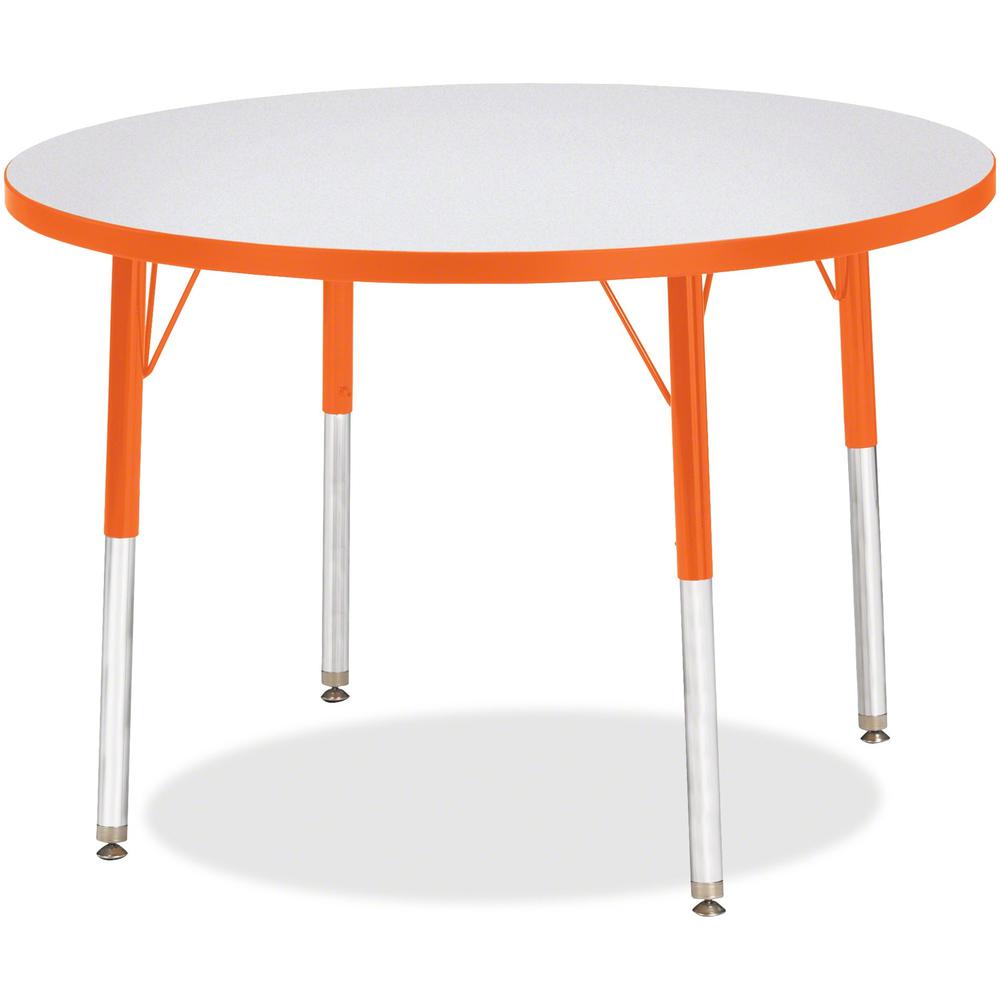 Jonti-Craft Berries Adult Height Color Edge Round Table - Laminated Round, Orange Top - Four Leg Base - 4 Legs - Adjustable Height - 24" to 31" Adjustment x 1.13" Table Top Thickness x 36" Table Top D. Picture 1