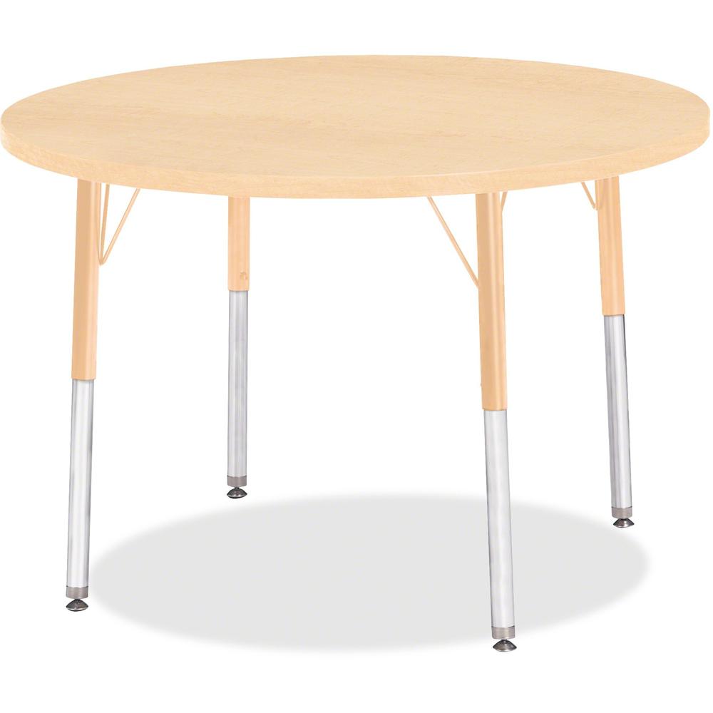 Jonti-Craft Berries Adult Height Maple Top/Edge Round Table - Laminated Round, Maple Top - Four Leg Base - 4 Legs - Adjustable Height - 24" to 31" Adjustment x 1.13" Table Top Thickness x 36" Table To. Picture 1