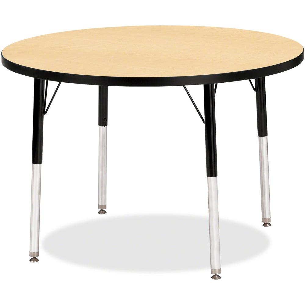 Jonti-Craft Berries Elementary Height Color Top Round Table - Laminated Round, Maple Top - Four Leg Base - 4 Legs - Adjustable Height - 15" to 24" Adjustment x 1.13" Table Top Thickness x 36" Table To. Picture 1