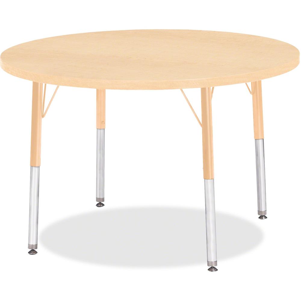 Jonti-Craft Elementary Height Maple Round Table - Laminated Round, Maple Top - Four Leg Base - 4 Legs - Adjustable Height - 15" to 24" Adjustment x 1.13" Table Top Thickness x 36" Table Top Diameter -. Picture 1