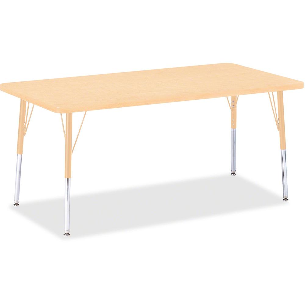 Jonti-Craft Berries Adult Height Maple Top/Edge Rectangle Table - Laminated Rectangle, Maple Top - Four Leg Base - 4 Legs - Adjustable Height - 24" to 31" Adjustment - 60" Table Top Length x 30" Table. Picture 1