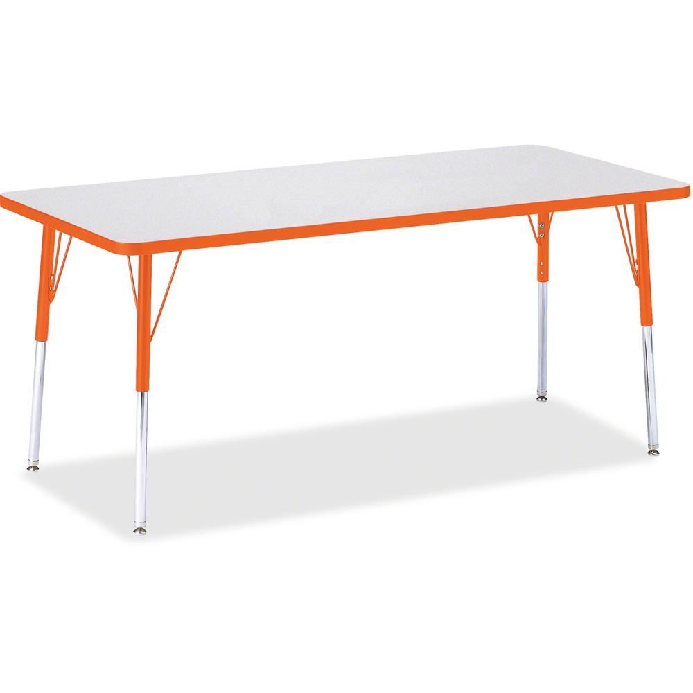 Jonti-Craft Berries Adult Height Color Edge Rectangle Table - Laminated Rectangle, Orange Top - Four Leg Base - 4 Legs - Adjustable Height - 24" to 31" Adjustment - 72" Table Top Length x 30" Table To. Picture 1