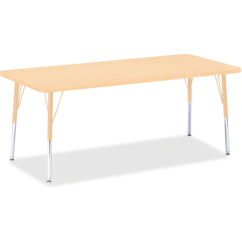Jonti-Craft Berries Elementary Maple Top/Edge Rectangle Table - For - Table TopLaminated Rectangle, Maple Top - Four Leg Base - 4 Legs - Adjustable Height - 15" to 24" Adjustment - 72" Table Top Lengt. Picture 1