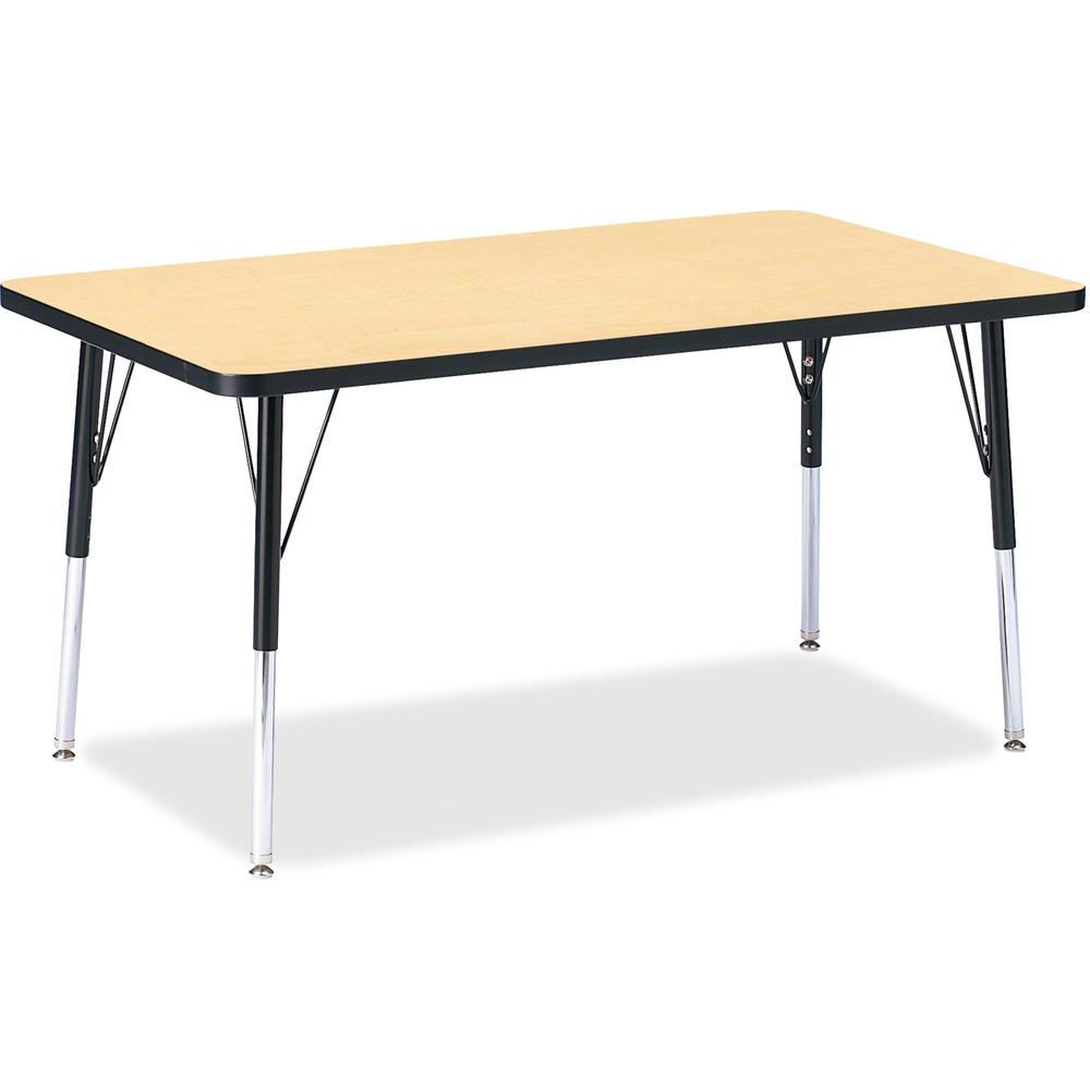 Jonti-Craft Berries Adult Height Color Top Rectangle Table - Laminated Rectangle, Maple Top - Four Leg Base - 4 Legs - Adjustable Height - 24" to 31" Adjustment - 48" Table Top Length x 30" Table Top . Picture 1