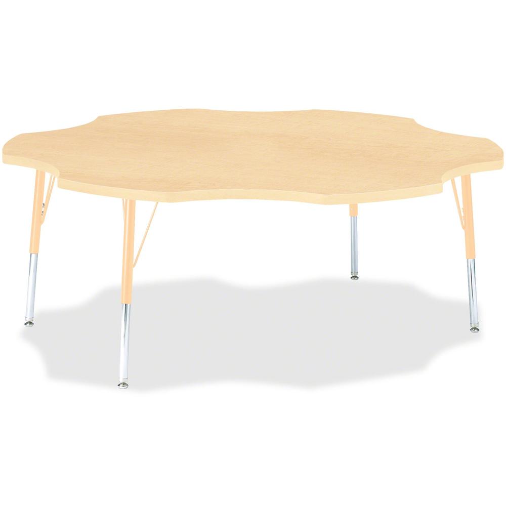 Jonti-Craft Berries Elementary Maple Laminate Six-leaf Table - For - Table TopLaminated, Maple Top - Four Leg Base - 4 Legs - Adjustable Height - 15" to 24" Adjustment x 1.13" Table Top Thickness x 60. Picture 1