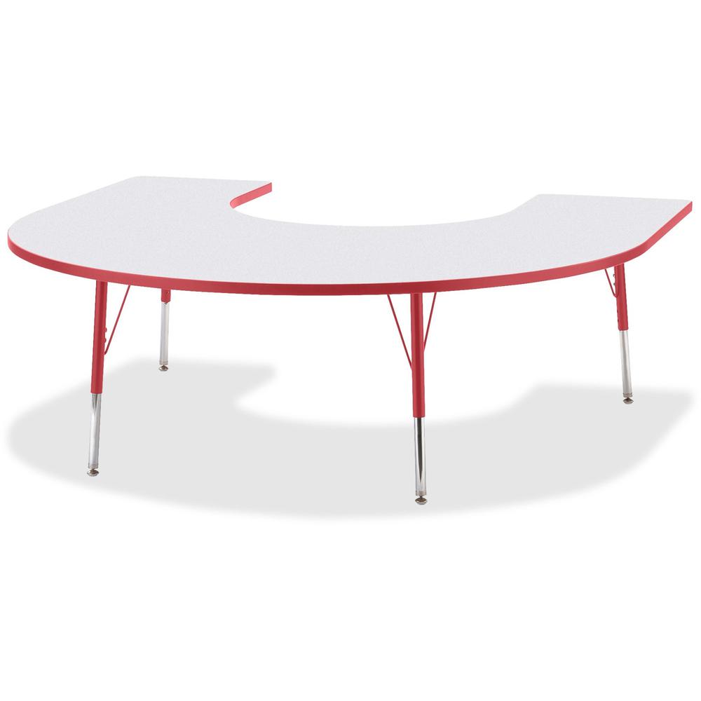Jonti-Craft Berries Prism Horseshoe Student Table - Laminated Horseshoe-shaped, Red Top - Four Leg Base - 4 Legs - Adjustable Height - 24" to 31" Adjustment - 66" Table Top Length x 60" Table Top Widt. Picture 1