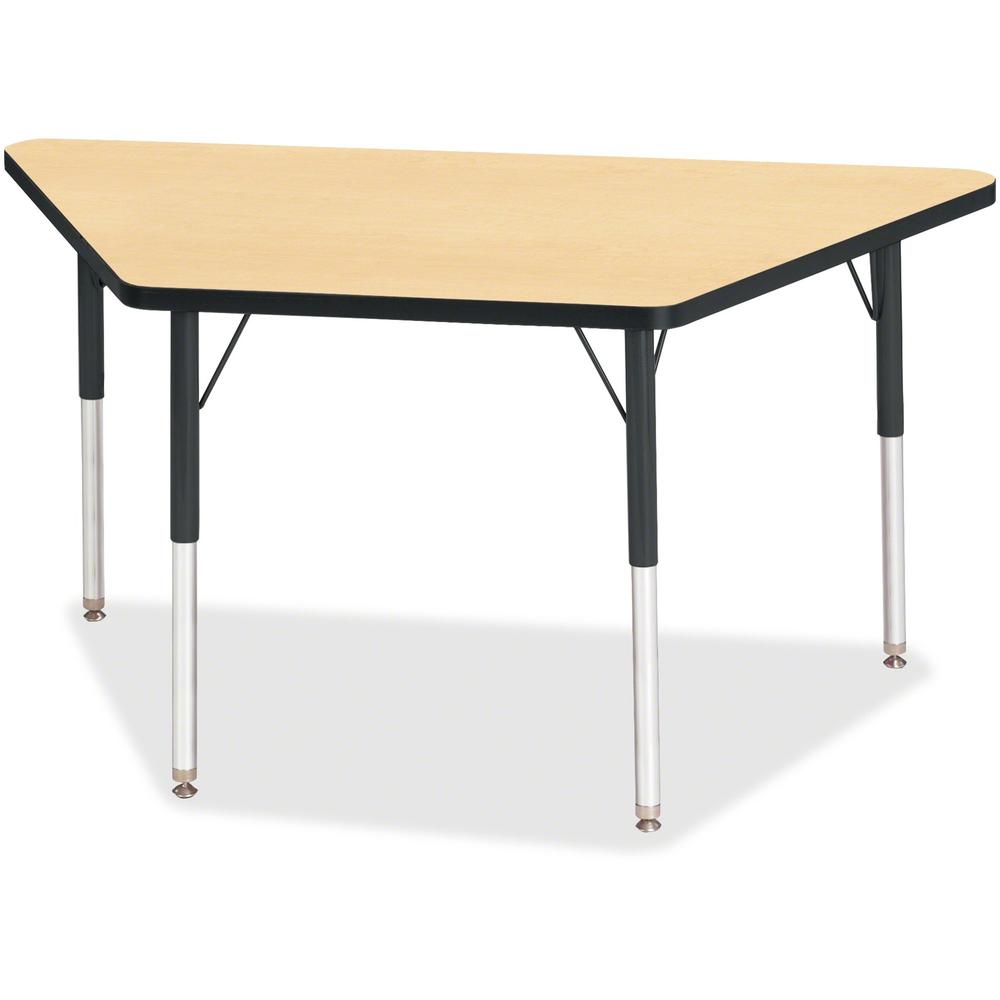 Jonti-Craft Berries Adult-Size Classic Color Trapezoid Table - Laminated Trapezoid, Maple Top - Four Leg Base - 4 Legs - Adjustable Height - 24" to 31" Adjustment - 48" Table Top Length x 24" Table To. Picture 1