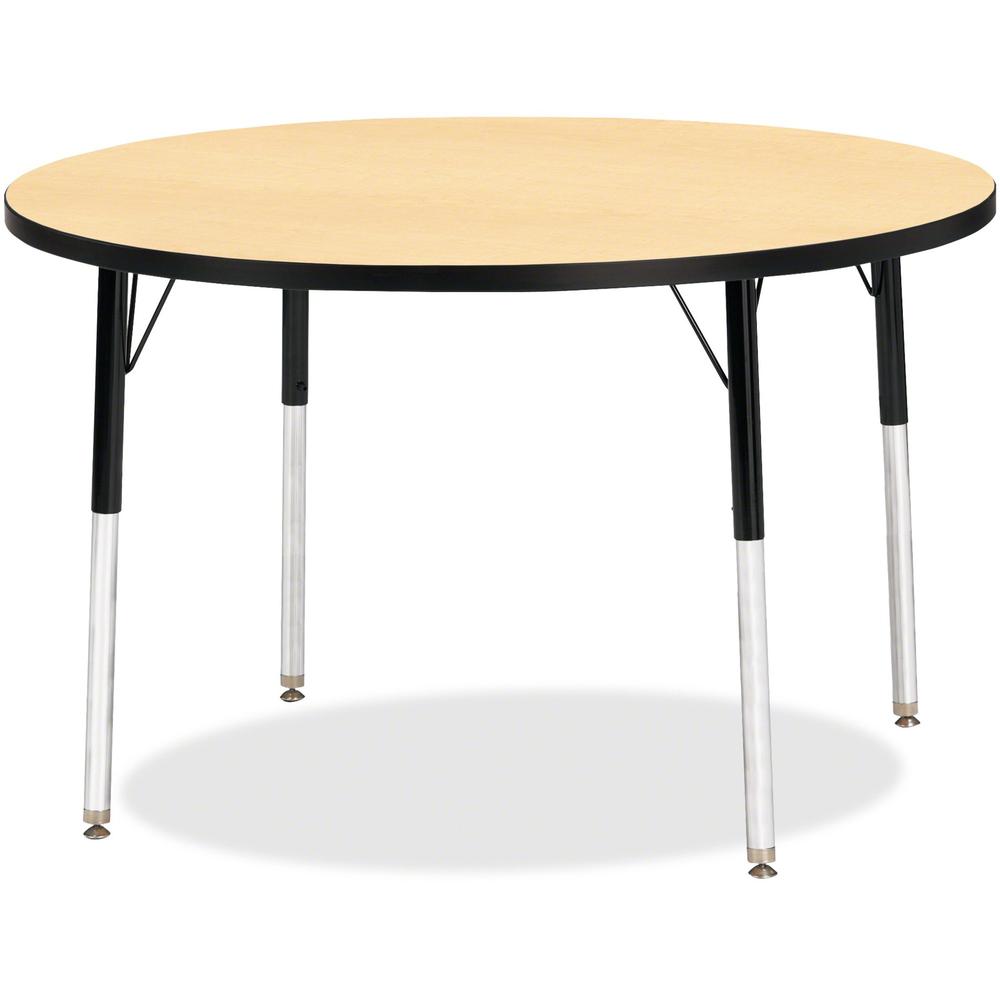 Jonti-Craft Berries Adult Height Color Top Round Table - Laminated Round, Maple Top - Four Leg Base - 4 Legs - Adjustable Height - 24" to 31" Adjustment x 1.13" Table Top Thickness x 42" Table Top Dia. Picture 1