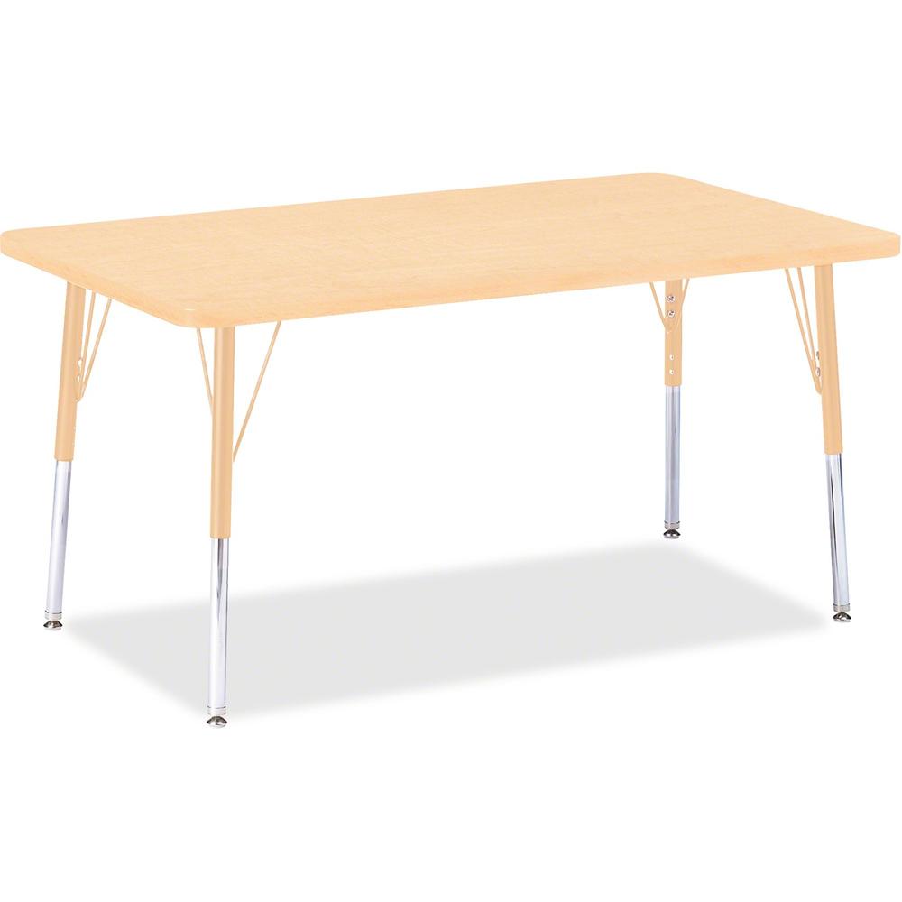Jonti-Craft Berries Adult Height Maple Top/Edge Rectangle Table - For - Table TopLaminated Rectangle, Maple Top - Four Leg Base - 4 Legs - Adjustable Height - 24" to 31" Adjustment - 48" Table Top Len. Picture 1