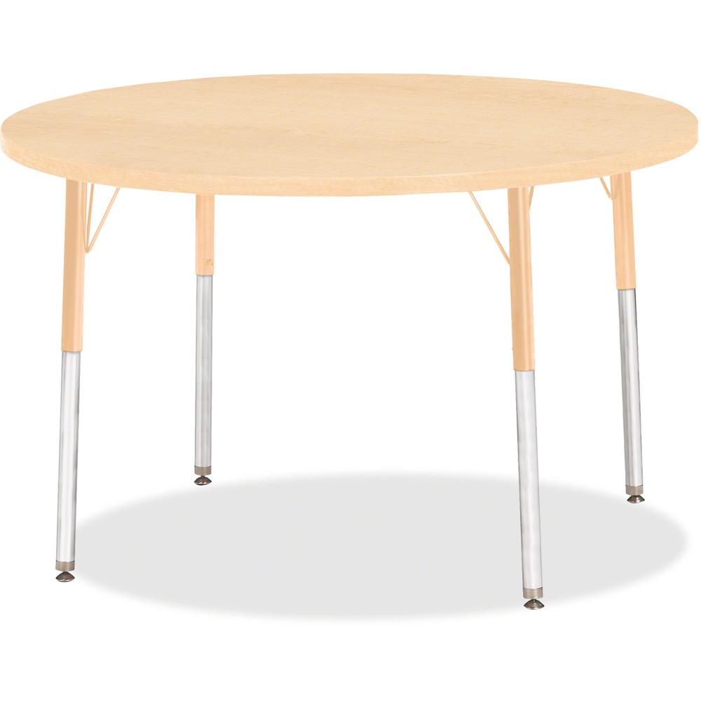 Jonti-Craft Berries Adult Height Maple Top/Edge Round Table - Laminated Round, Maple Top - Four Leg Base - 4 Legs - Adjustable Height - 24" to 31" Adjustment x 1.13" Table Top Thickness x 42" Table To. Picture 1