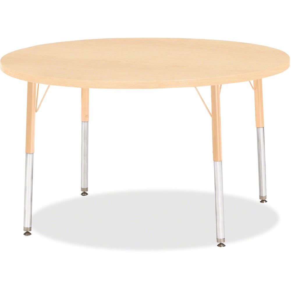 Jonti-Craft Berries Elementary Height. Maple Top/Edge Round Table - Laminated Round, Maple Top - Four Leg Base - 4 Legs - Adjustable Height - 15" to 24" Adjustment x 1.13" Table Top Thickness x 42" Ta. Picture 1