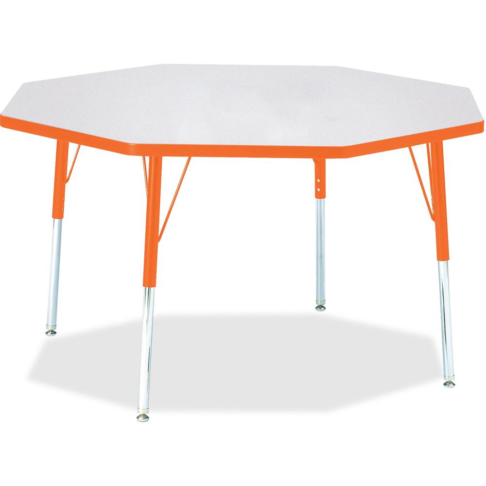 Jonti-Craft Berries Adult Height Color Edge Octagon Table - Laminated Octagonal, Orange Top - Four Leg Base - 4 Legs - Adjustable Height - 24" to 31" Adjustment x 1.13" Table Top Thickness x 48" Table. Picture 1