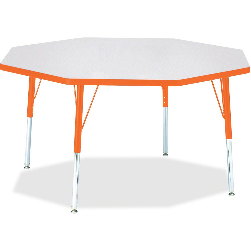 Jonti-Craft Berries Elementary Height Color Edge Octagon Table - Laminated Octagonal, Orange Top - Four Leg Base - 4 Legs - Adjustable Height - 15" to 24" Adjustment x 1.13" Table Top Thickness x 48" . Picture 1