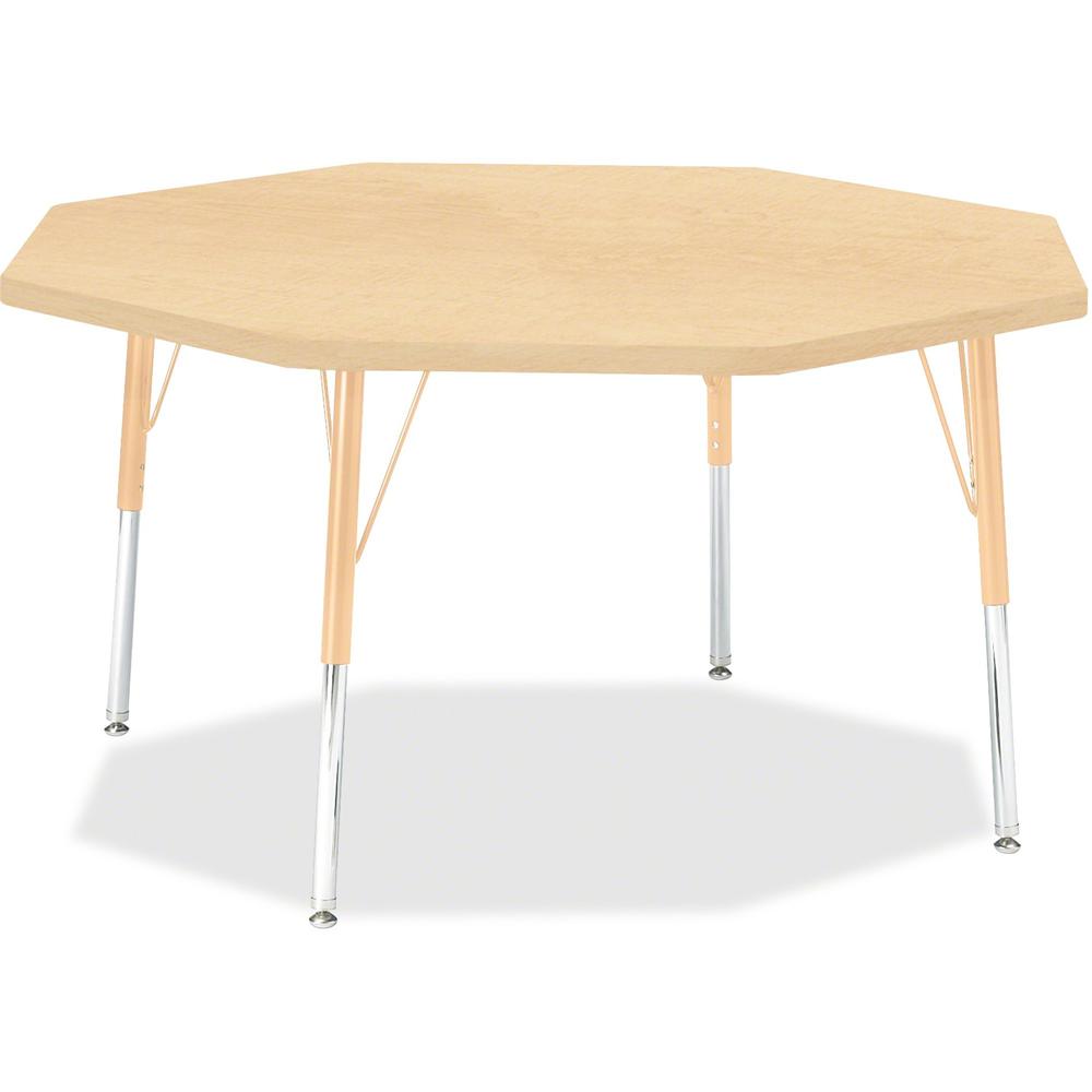 Jonti-Craft Berries Elementary Height Maple Top/Edge Octagon Table - Laminated Octagonal, Maple Top - Four Leg Base - 4 Legs - Adjustable Height - 15" to 24" Adjustment x 1.13" Table Top Thickness x 4. Picture 1