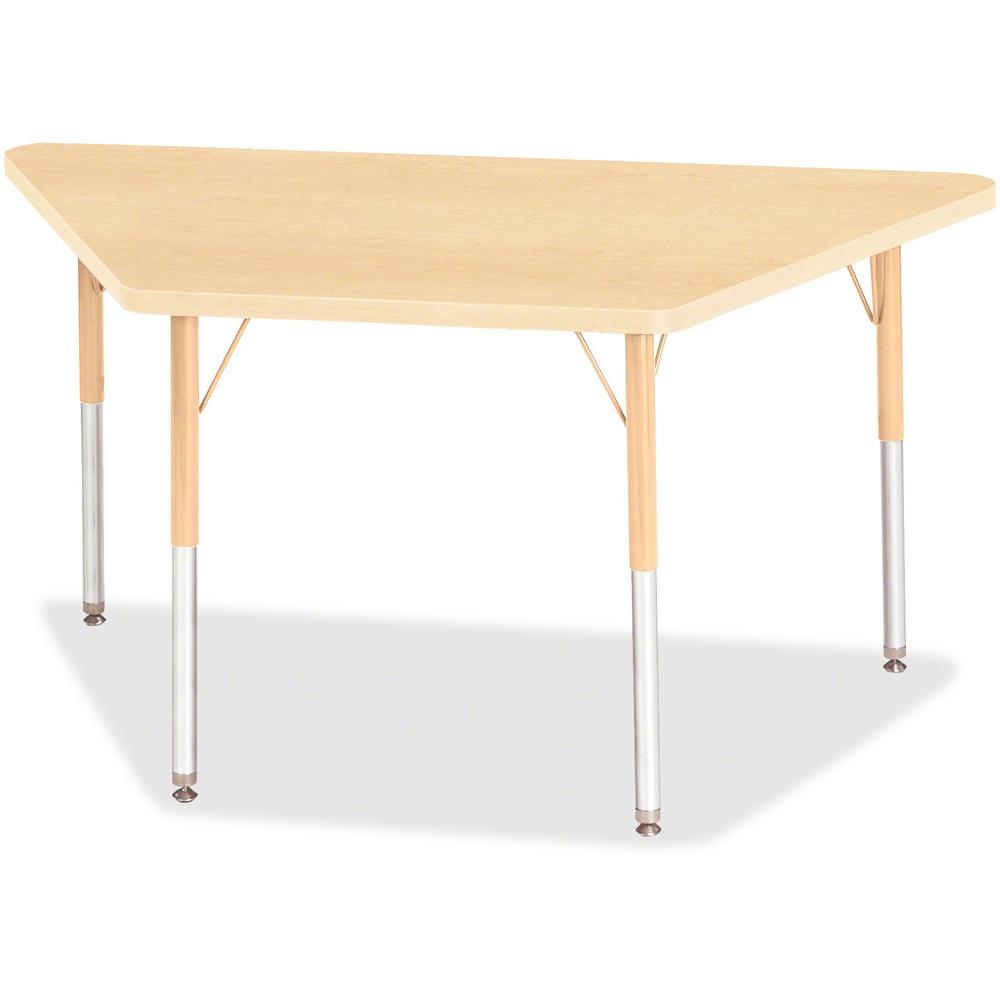 Jonti-Craft Berries Adult-Size Maple Prism Trapezoid Table - Laminated Trapezoid, Maple Top - Four Leg Base - 4 Legs - Adjustable Height - 24" to 31" Adjustment - 48" Table Top Length x 24" Table Top . Picture 1