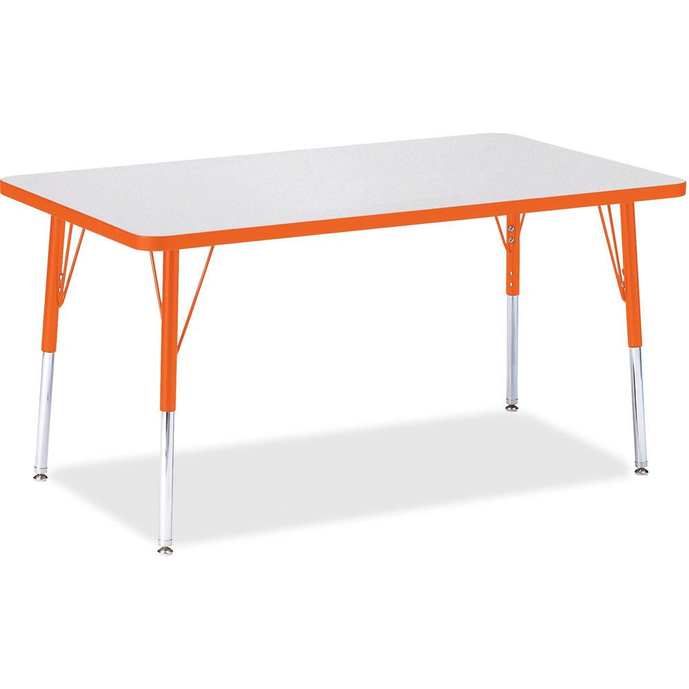 Jonti-Craft Berries Adult Height Color Edge Rectangle Table - Laminated Rectangle, Orange Top - Four Leg Base - 4 Legs - Adjustable Height - 24" to 31" Adjustment - 48" Table Top Length x 30" Table To. Picture 1