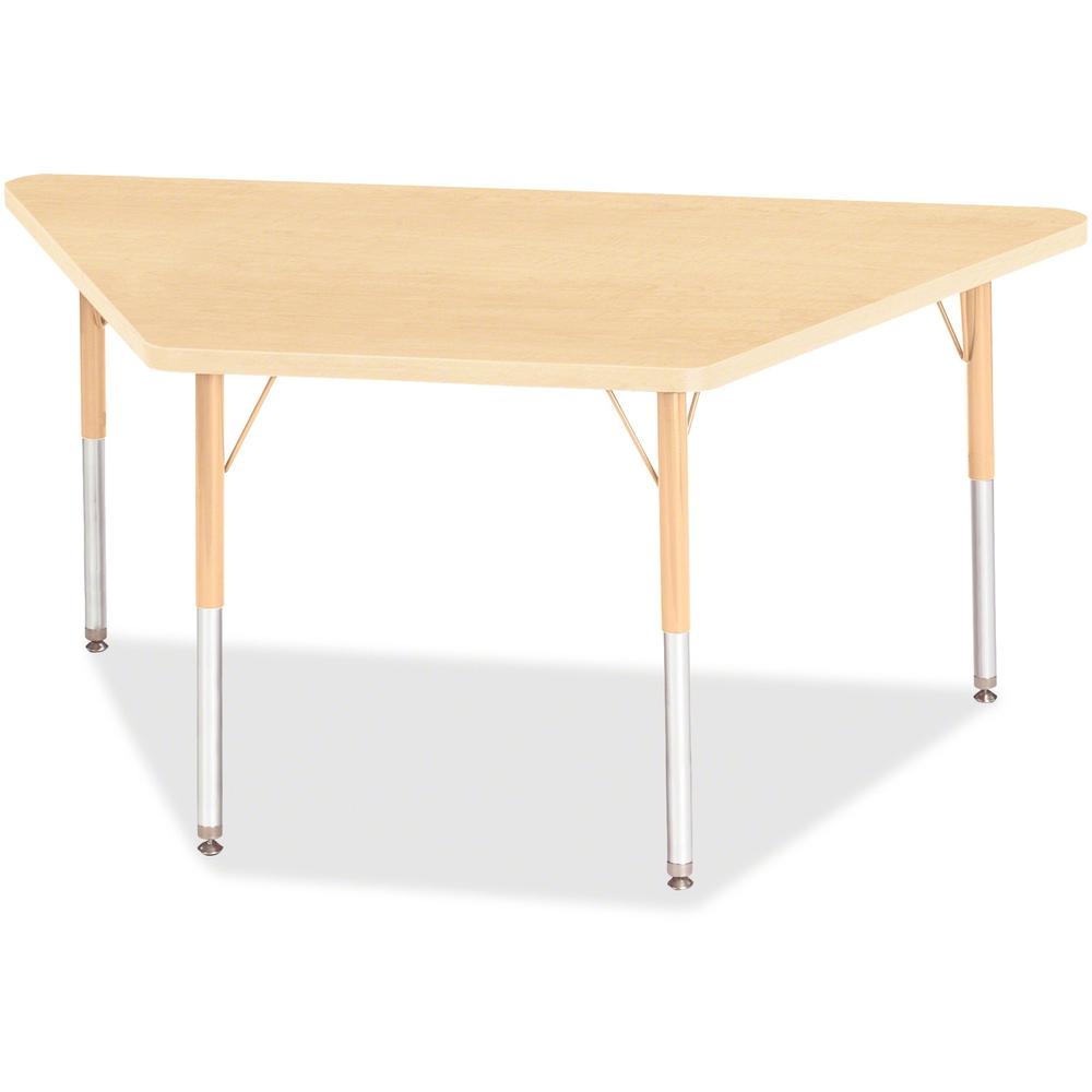 Jonti-Craft Berries Adult-Size Maple Prism Trapezoid Table - Laminated Trapezoid, Maple Top - Four Leg Base - 4 Legs - Adjustable Height - 24" to 31" Adjustment - 60" Table Top Length x 30" Table Top . Picture 1