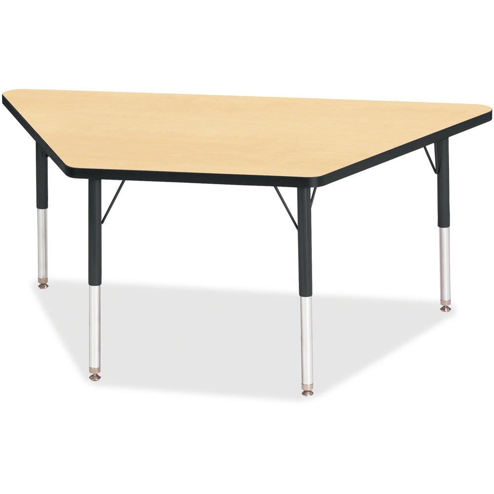 Jonti-Craft Berries Elementary Height Classic Trapezoid Table - For - Table TopLaminated Trapezoid, Maple Top - Four Leg Base - 4 Legs - Adjustable Height - 15" to 24" Adjustment - 60" Table Top Lengt. Picture 1