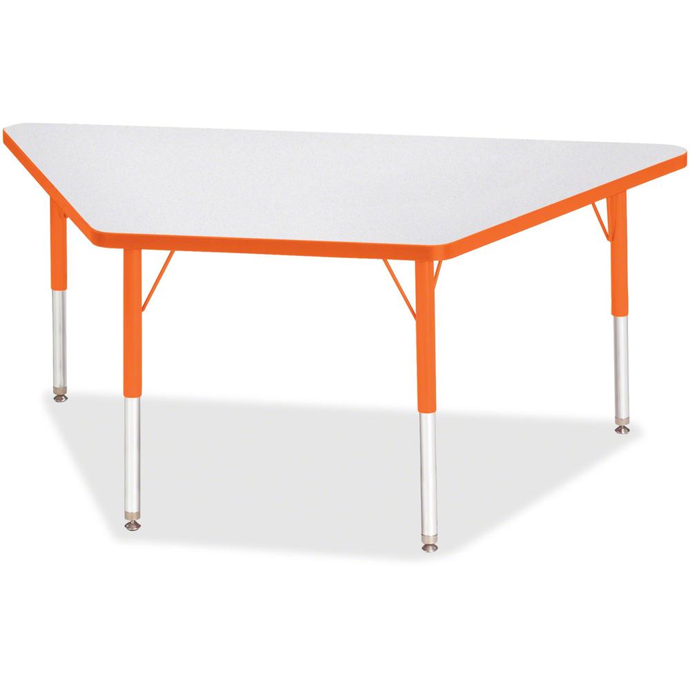 Jonti-Craft Berries Elementary Height Prism Edge Trapezoid Table - Laminated Trapezoid, Orange Top - Four Leg Base - 4 Legs - 60" Table Top Length x 30" Table Top Width x 1.13" Table Top Thickness - 2. The main picture.
