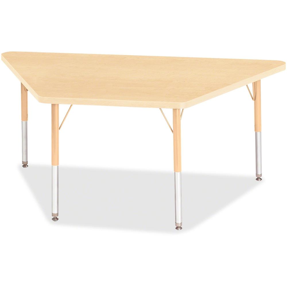 Jonti-Craft Berries Maple Top Elementary Height Trapezoid Table - Laminated Trapezoid, Maple Top - Four Leg Base - 4 Legs - 60" Table Top Length x 30" Table Top Width x 1.13" Table Top Thickness - 24". The main picture.