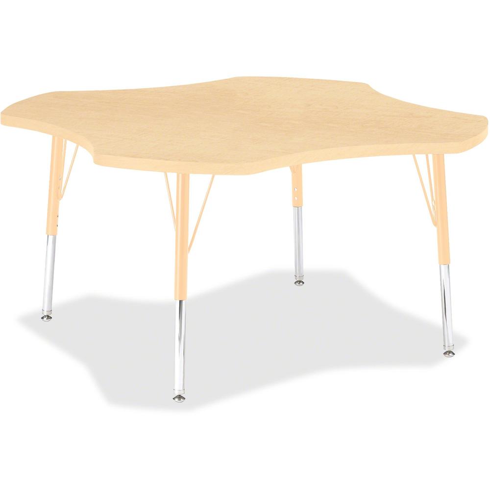 Jonti-Craft Berries Elementary Maple Laminate Four-leaf Table - Laminated, Maple Top - Four Leg Base - 4 Legs - Adjustable Height - 15" to 24" Adjustment x 1.13" Table Top Thickness x 48" Table Top Di. Picture 1