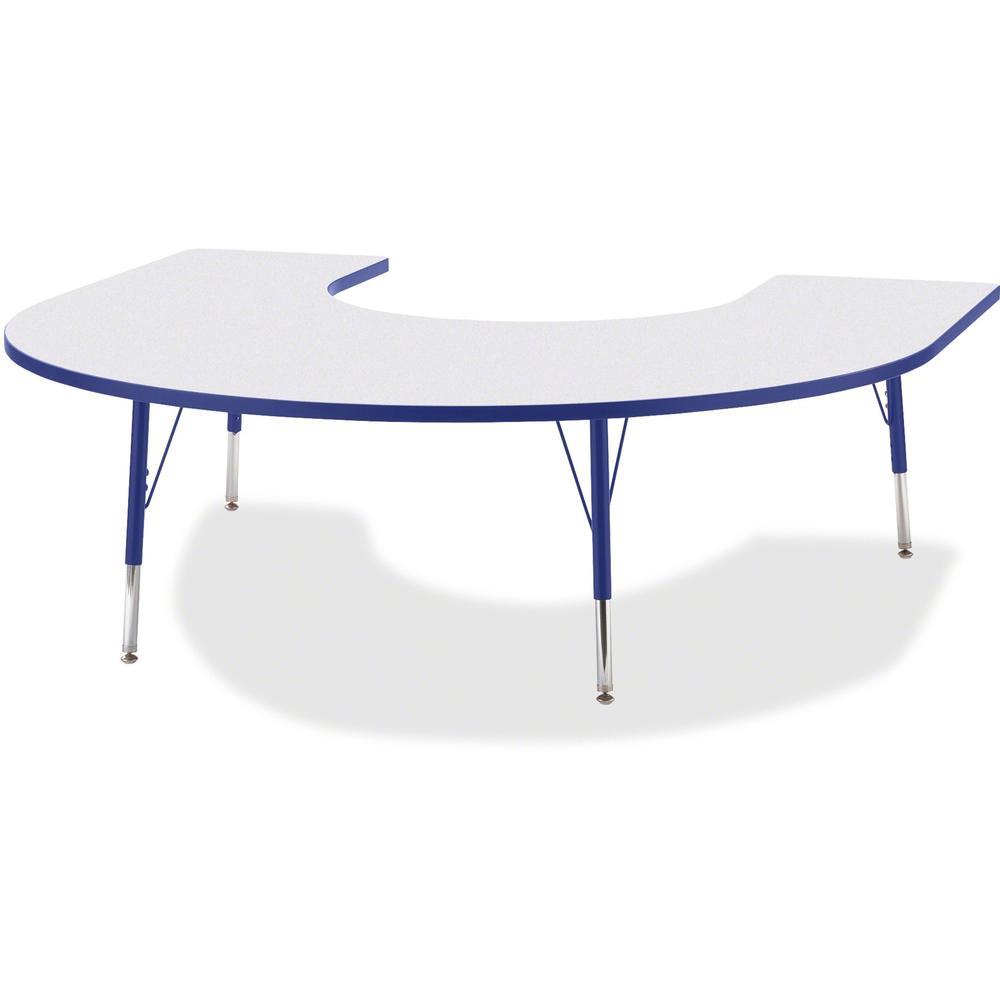 Jonti-Craft Berries Elementary Height Prism Edge Horseshoe Table - For - Table TopBlue Horseshoe-shaped, Laminated Top - Four Leg Base - 4 Legs - Adjustable Height - 15" to 24" Adjustment - 66" Table . Picture 1