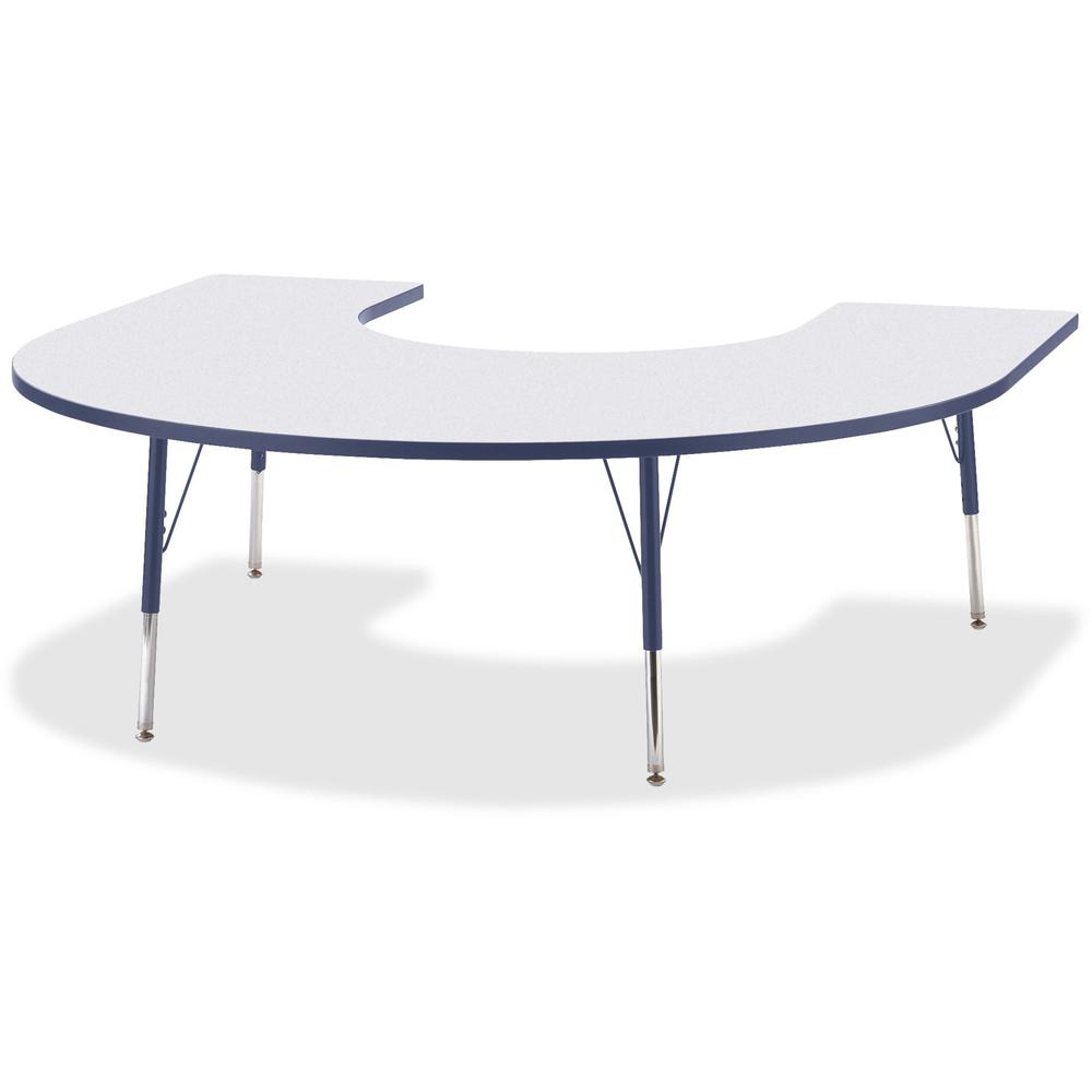 Jonti-Craft Berries Prism Horseshoe Student Table - Laminated Horseshoe-shaped, Navy Top - Four Leg Base - 4 Legs - Adjustable Height - 24" to 31" Adjustment - 66" Table Top Length x 60" Table Top Wid. Picture 1