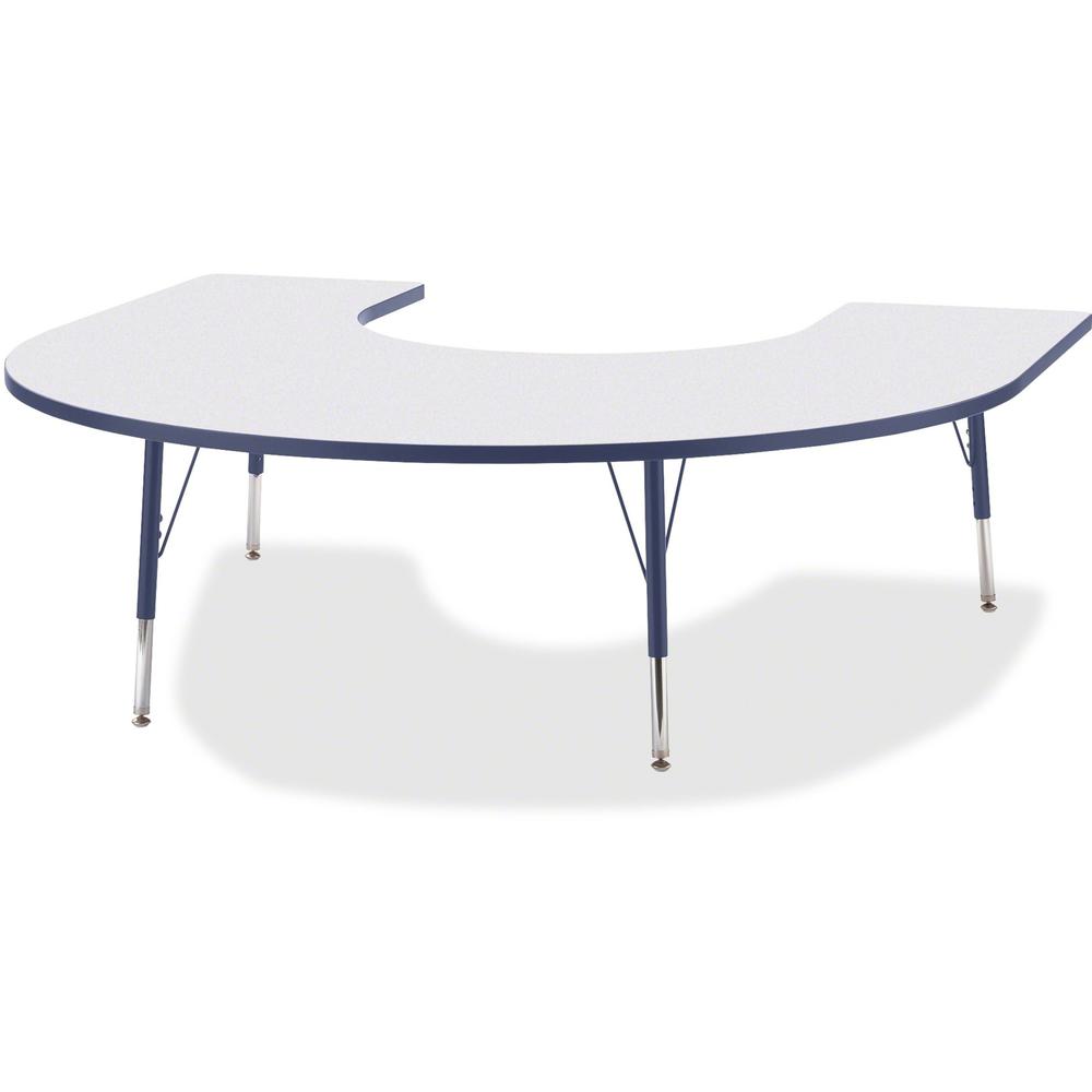 Jonti-Craft Berries Elementary Height Prism Edge Horseshoe Table - Laminated Horseshoe-shaped, Navy Top - Four Leg Base - 4 Legs - Adjustable Height - 15" to 24" Adjustment - 66" Table Top Length x 60. Picture 1