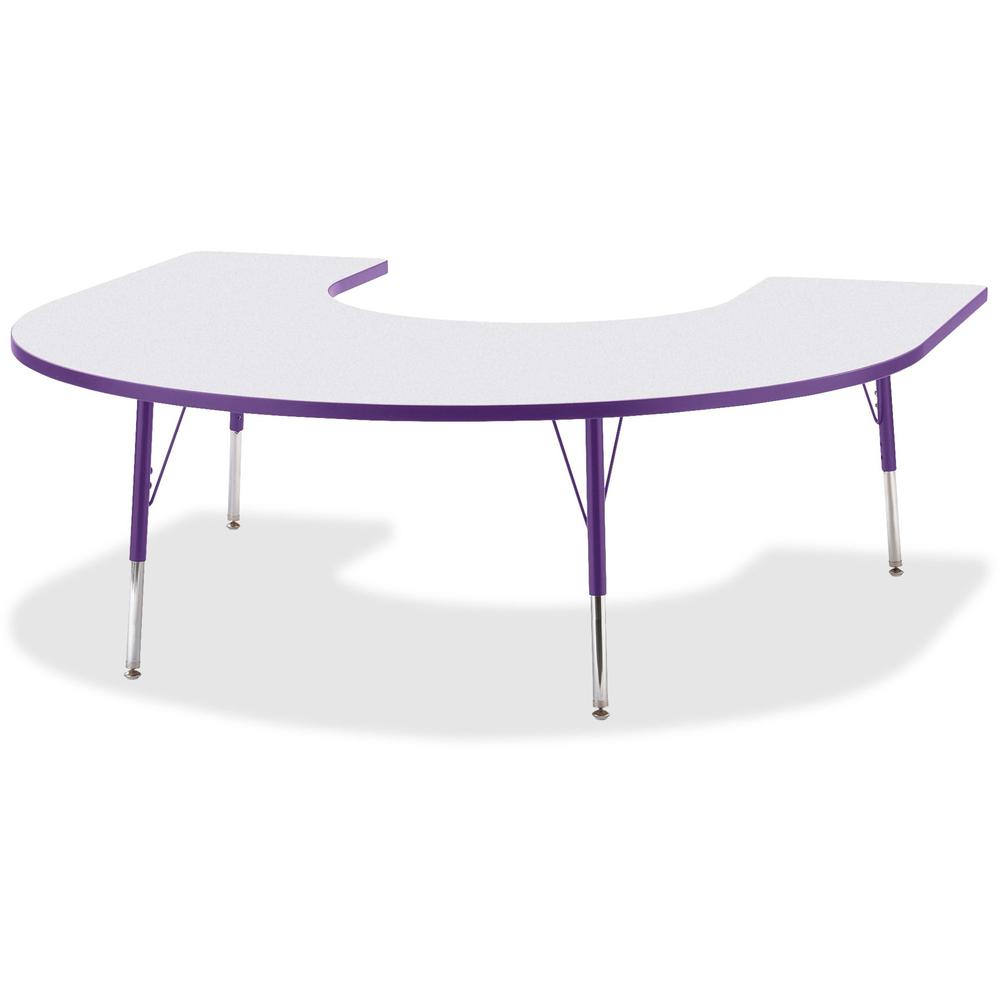 Jonti-Craft Berries Prism Horseshoe Student Table - Laminated Horseshoe-shaped, Purple Top - Four Leg Base - 4 Legs - Adjustable Height - 24" to 31" Adjustment - 66" Table Top Length x 60" Table Top W. Picture 1