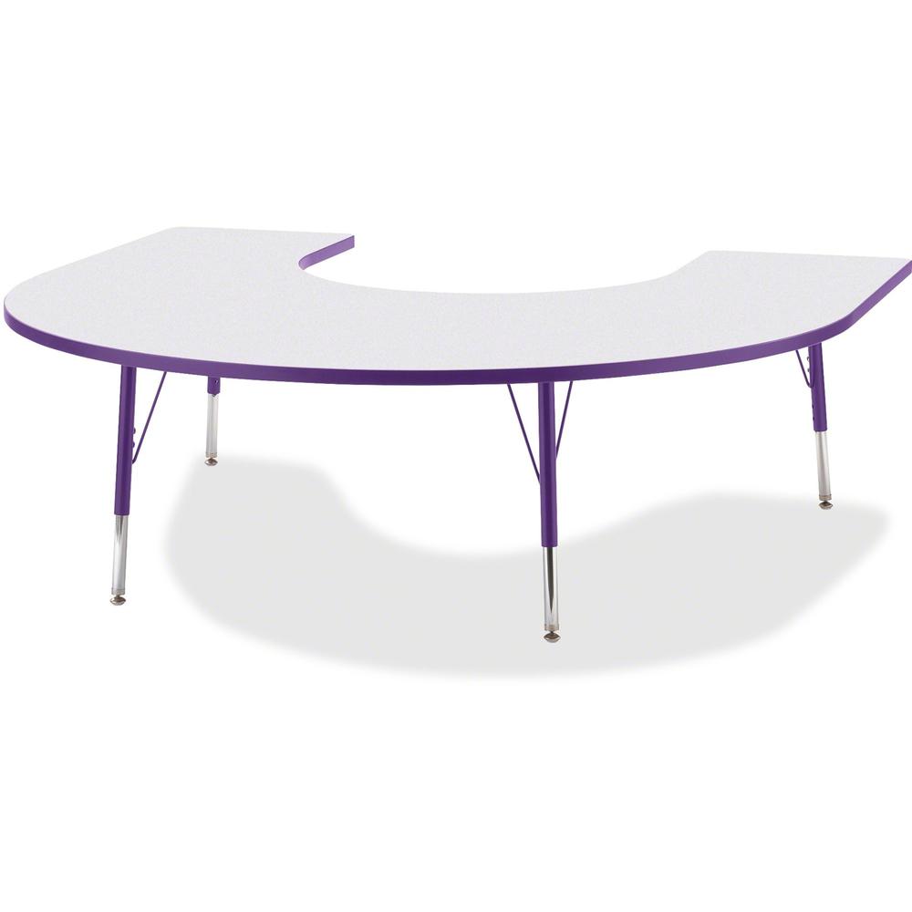 Jonti-Craft Berries Elementary Height Prism Edge Horseshoe Table - Laminated Horseshoe-shaped, Purple Top - Four Leg Base - 4 Legs - Adjustable Height - 15" to 24" Adjustment - 66" Table Top Length x . Picture 1